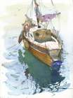 Yacht painting art watercolor Art Print