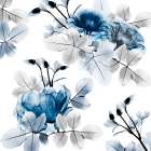 Indigo Bouquets 2 Art Print