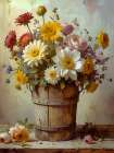 Bucket Of Flowers 1 Art Deco Print