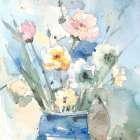 Blue Flower Pot 2 Art Print