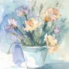 White Flower Pot 1 Art Print