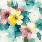 Patch Work Floral 2 Art Print