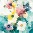 Patch Work Floral 3 Art Print