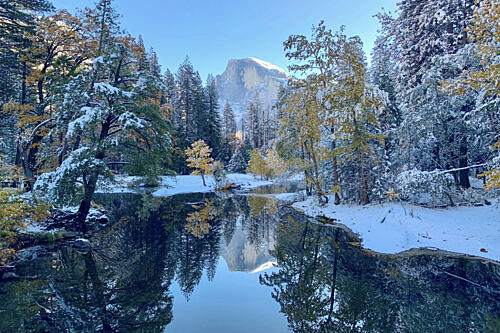 Half Dome Reflection Montagne reproduction