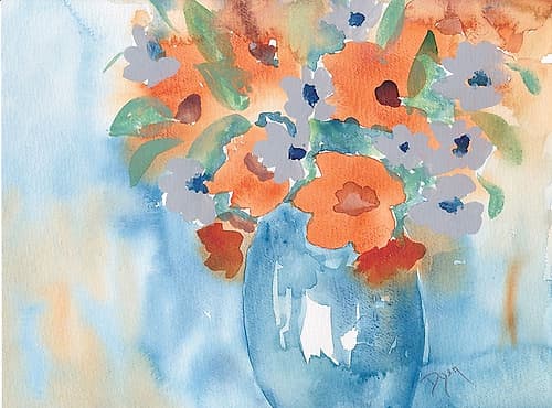 Orange Blue Bouquet Art Print