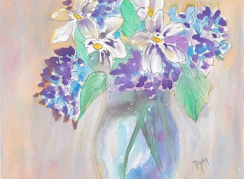 Gardenia and Hydrangea Art Print