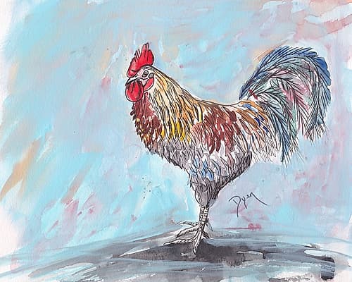Rooster Watercolor Print