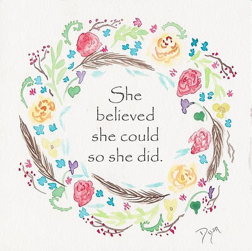 She Believed Wreath Art Print