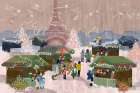Christmas Towns Paris Market Art Print