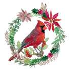 Bird Year Cardinal Wreath Plain Botanical Print