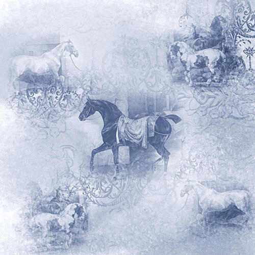 Dream Of Horses Blue Art Print