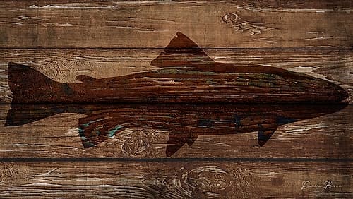 Fish Silhouette on Wood Coastal Print