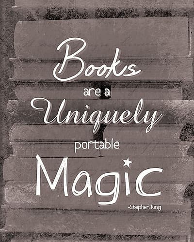 Books Magic BW Nature Print