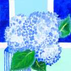Hydrangeas By Cottage Window V2 Art Print