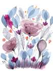 Purple And Blue Garden 1 Art Print