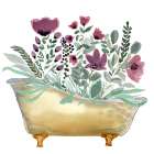 Flowery Bathtub 1 Art Print