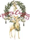 Christmas And The Gold Deer Art Print