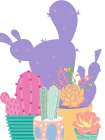 Periwinkle Cactus 2 Botanical Print