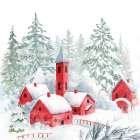Snowfall Village Art Print