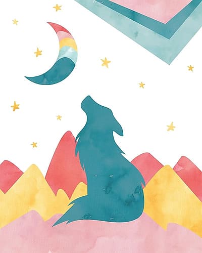 Wolf_Print_BrighterColorPalette_Texture Kids Print