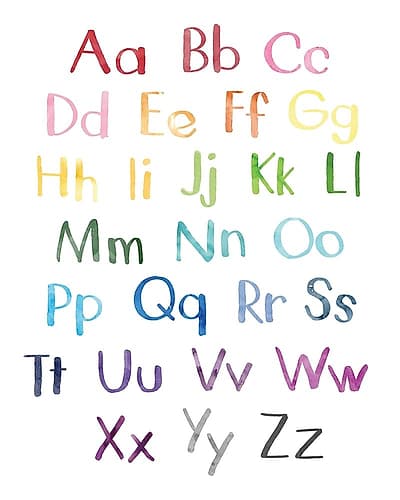Watercolor Alphabet 2 Kids Print