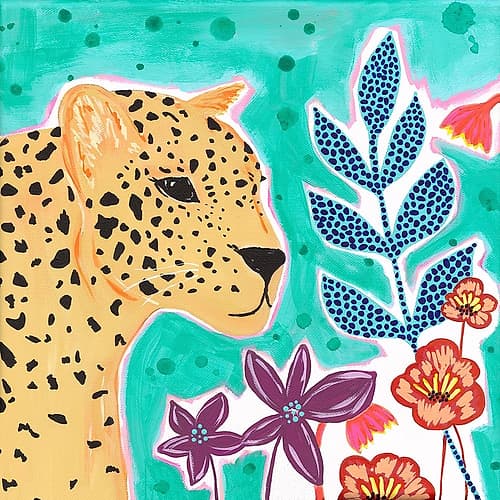 Teal Cheetah Kids Print
