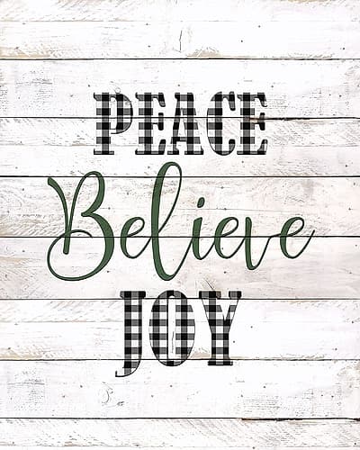 Peace Believe Joy Plaid Art Print