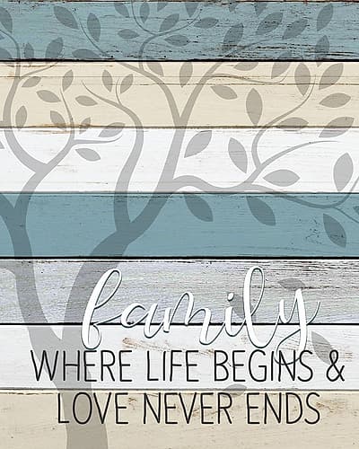 Family Where Life Begins Inspirational Print