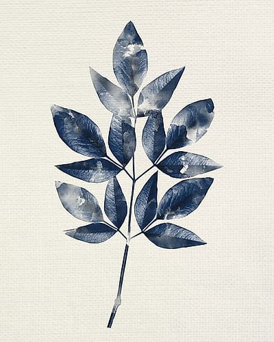 Indigo Leaves 1 Art Print