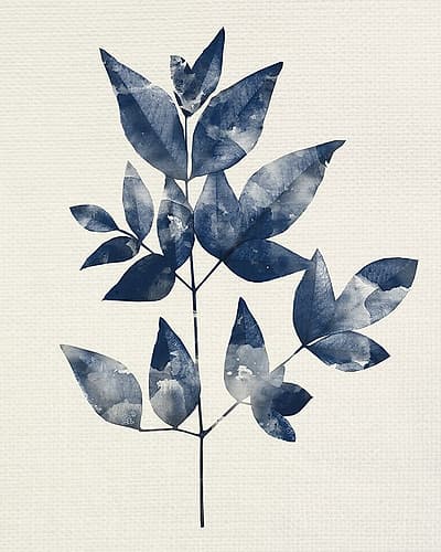 Indigo Leaves 2 Art Print