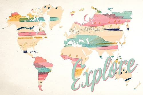 Explore Map Inspirational Print