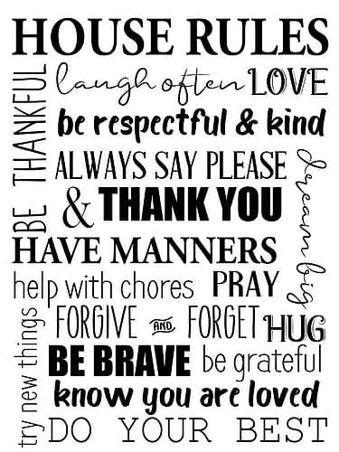 House Rules BW Inspirational Print