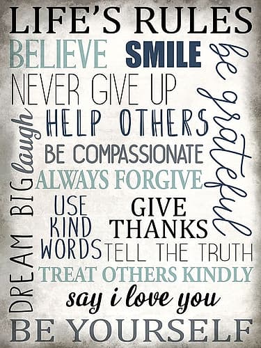 Life Rules Inspirational Print