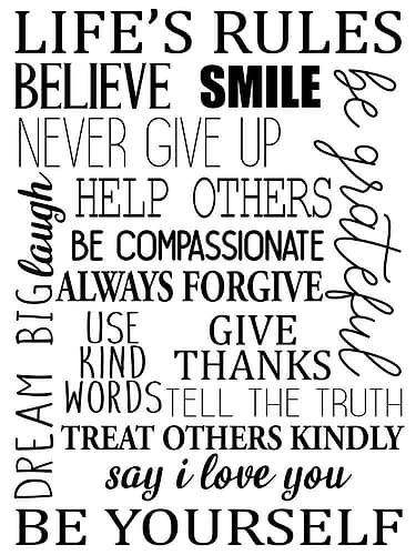 Life Rules BW Inspirational Print