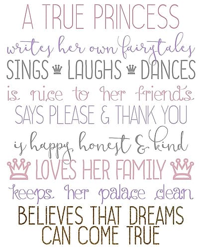 A True Princess 2 Kids Print