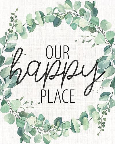 Our Happy Place Wreath Signs Print