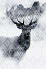 Ikat Deer Black & White Print