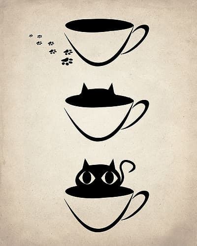Cat Cup Coffee Print