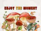 Mushrooms And Leaves 5 Art Print