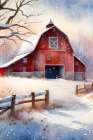 Let it Snow Winter Barn Art Print