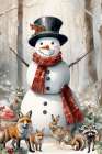 Woodland Snowman Art Print