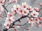 Blossoms On Grey 1 Art Print