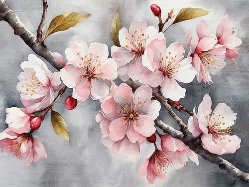 Blossoms On Grey 2 Art Print