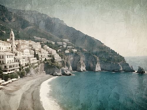 Vintage Almafi Coast Art Print