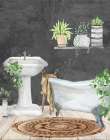 Relaxed Greens Bath Bathroom Art Print