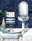 Blue Bath Floral Art Print