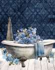Blue Bath Floral 2 Art Print