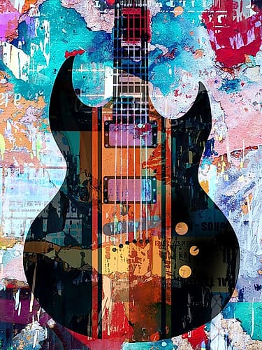 Graffiti Guitar 2 Music Print