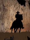 Cowboy Silhouette Wood 2 Art Print