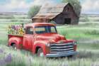 Red Floral Truck Art Print